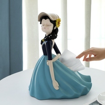 Nordic luxury girl tissue box creative home fashion living room coffee table bedroom bedside paper box decoration ornaments