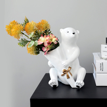 Creative bouquet polar bear ornaments Nordic light luxury living room TV wine cabinet home decorations new home gifts