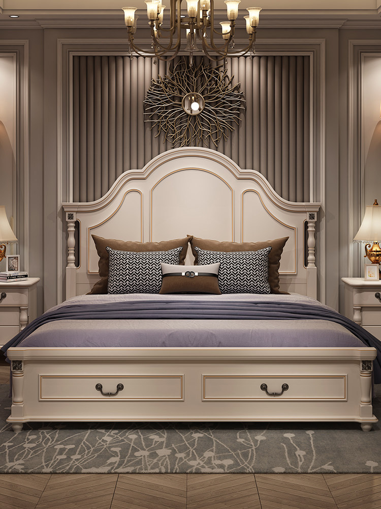 壹加一家居旗舰店 美式床实木床公主双人床奢华