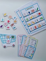 Supermarket shopping board game DIY parent-child English Enlightenment quiet book finished plastic puzzle teaching aids matching board game