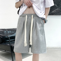 Coarse Draw Rope Casual Shorts Male summer trend Outer wear minimalist sports 50% Pants Ins Tide Cards Loose big pants