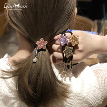 Tail rope female hipster rhinestone leather band hair rope simple Korean Hairband personality female adult ponytail headwear