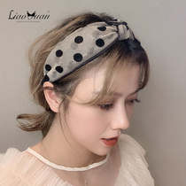 South Korea Net red sweet wide-sided hairpin hairband female Joker girl simple wave point out headband mesh hair band