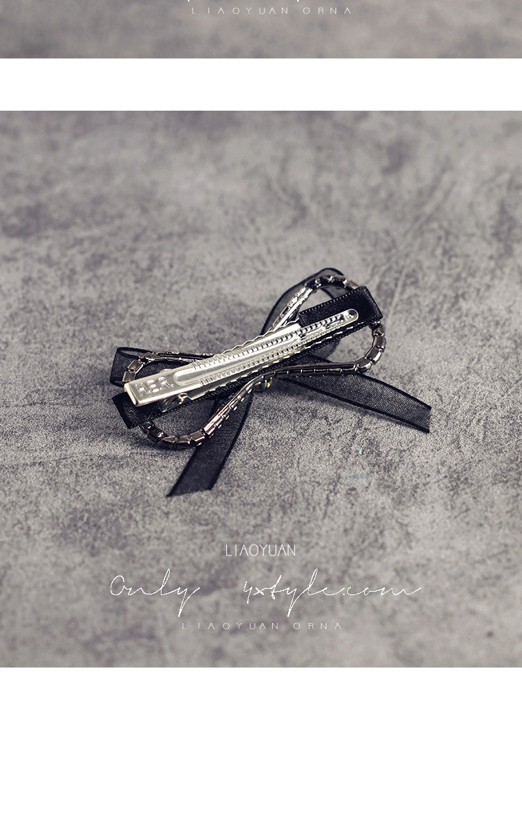甜美韩国水钻蝴蝶结发夹卡子成人顶夹刘海发饰一字夹边夹优雅头饰