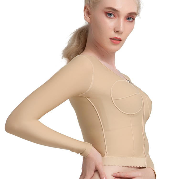 手臂肩背吸脂隆胸丰胸填充假体固定术后医用塑形有杯长袖塑身内衣