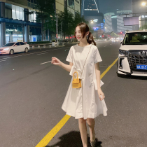 Concubine white dress female summer vintage cotton linen sweet Mori Platycodon French Super fairy holiday beach skirt