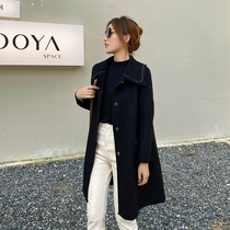 Princesss anti-season bifacial cashmere dresses womens spring autumn 2021 new single-row buttons in the middle of the long high-end big-plate jacket