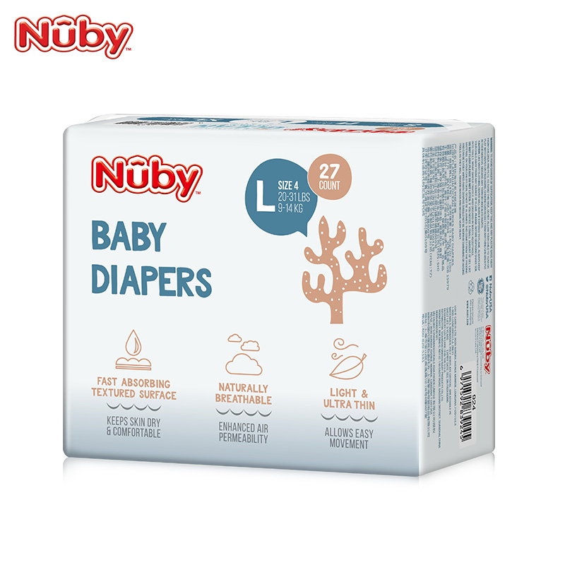 Nuby海洋超薄透气纸尿裤 L27片男女宝宝通用尿不湿 婴儿尿裤尿片