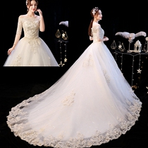 Wedding dress 2021 New tailing temperament Bride wedding dress simple adult ceremony dream little man shoulder
