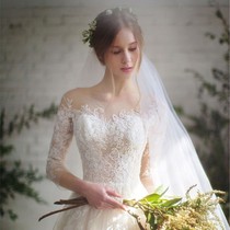 Wedding dress 2021 New temperament wedding dress Super fairy dream word shoulder slim slim slim Korean little man
