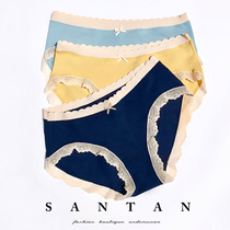 New seamless lace edge sweet girl student wave pattern modal cotton crotch waist breifs high elasticity
