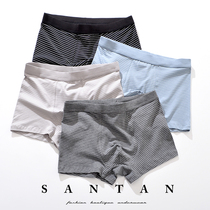 New striped boxer underwear mens young students Middle waist shorts youth cotton fabric antibacterial summer breathable