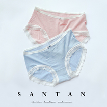 Small Square Modal Panties Girl Lace Trim Cotton Capped Waist Comfortable Threaded Summer Thin hipster