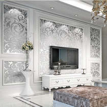 European non-woven wallpaper thickened 3D three-dimensional fine pressure Jane European leather Bedroom living room background silver gray wallpaper environmental protection