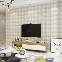 American country non-woven wallpaper Scottish plaid English style living room bedroom Black checkered stripe wallpaper