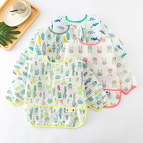 Spring and summer thin childrens full body waterproof baby cover clothing eating clothes Infants and young children reverse dressing men and women children bibs