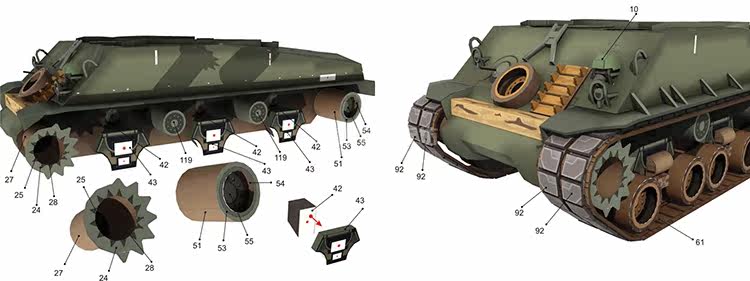 美国m4a3e8狂怒中型坦克 纸模型 1:30 坦克模型 谢尔曼 fury 手工