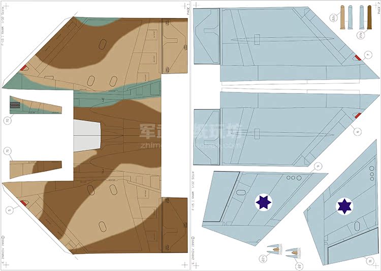 美国f-15i鹰式战斗机 以色列空军 纸模型 1:32