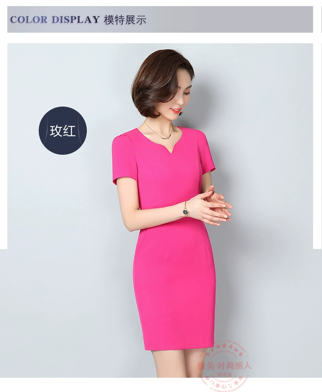 Mùa hè mới túi chuyên nghiệp váy mùa hè quần yếm ngắn tay CV Mỏng cộng với kích thước tính khí váy hông của phụ nữ - váy đầm