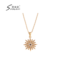 sumni Shamini 18K gold artificial zircon starlight shining necklace personality temperament simple clavicle chain for women