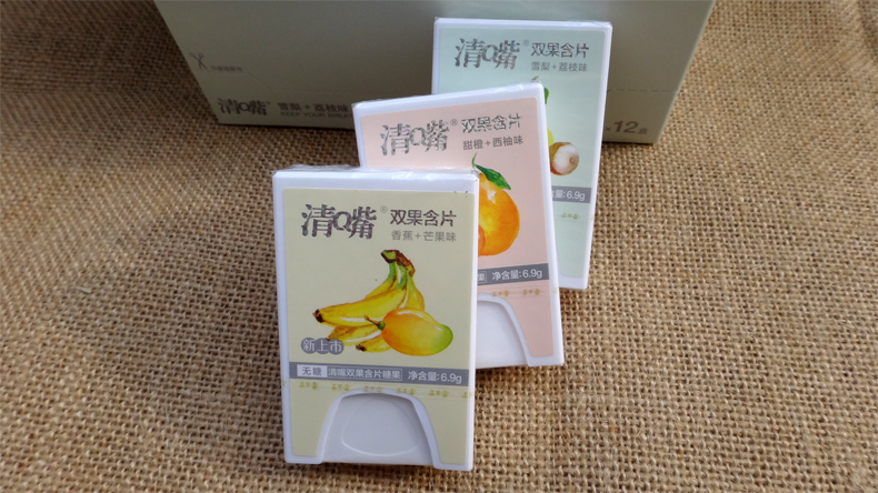 清嘴含片6.9g*12个清嘴双果含片糖果维生素c含片清q嘴无糖含片