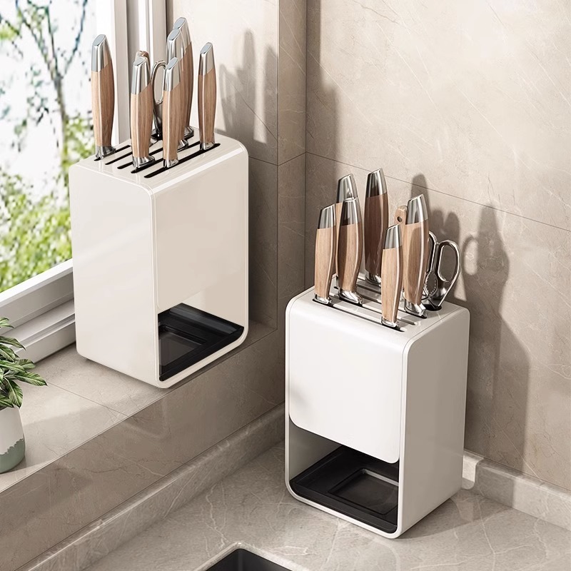 Kitchen shelve tool holder multifunctional countertop stainless steel home wall-mounted cutter knife holder kitchen knife holder-Taobao