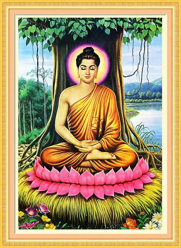 青飞如来佛祖十字绣佛像释迦牟尼佛释迦摩尼佛菩萨菩提树下钻石画