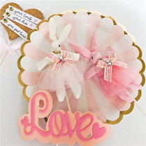 Fashion creative ins Birthday cake decoration party net Red baking dessert table Muppet rabbit decoration plug-in