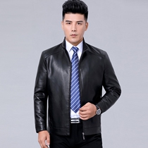 Winter new Haining leather male leather dad in middle-aged man skin jacket short locomotive sheepskin