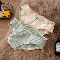5 Japanese girls solid color no trace breathable comfortable elastic low waist sweet bow breifs