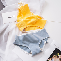 5 pure cotton simple thread dark pattern girl low waist briefs sweat-absorbing breathable elastic