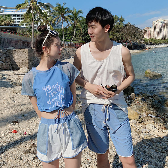 수영복, 여성 커플, 하이 허리, 배꼽 덮인 세련된 스포츠 스타일 분할 3 피스 세트, 남자 해변 바지, 허니문 휴가 수영복 수영복, 여성 커플, 하이 허리, 배꼽 덮인 세련된 스포츠 스타일 분할 3 피스 세트, 남자 해변 바지, 허니문 휴가 수영복