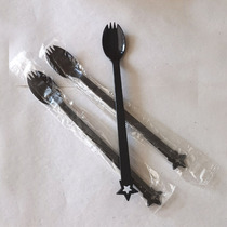 Disposable long handle plastic Fruit fork 21CM Fruit tea Fairy Grass Fork Spoon Salad Lengthening Fork Spoon Alone
