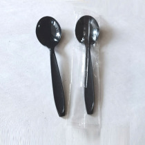 Thickened Disposable Western Meal Spoon Black Independent Round Head Plastic Spoon Takeaway Packaging Spoon High-end Thickening Spoon
