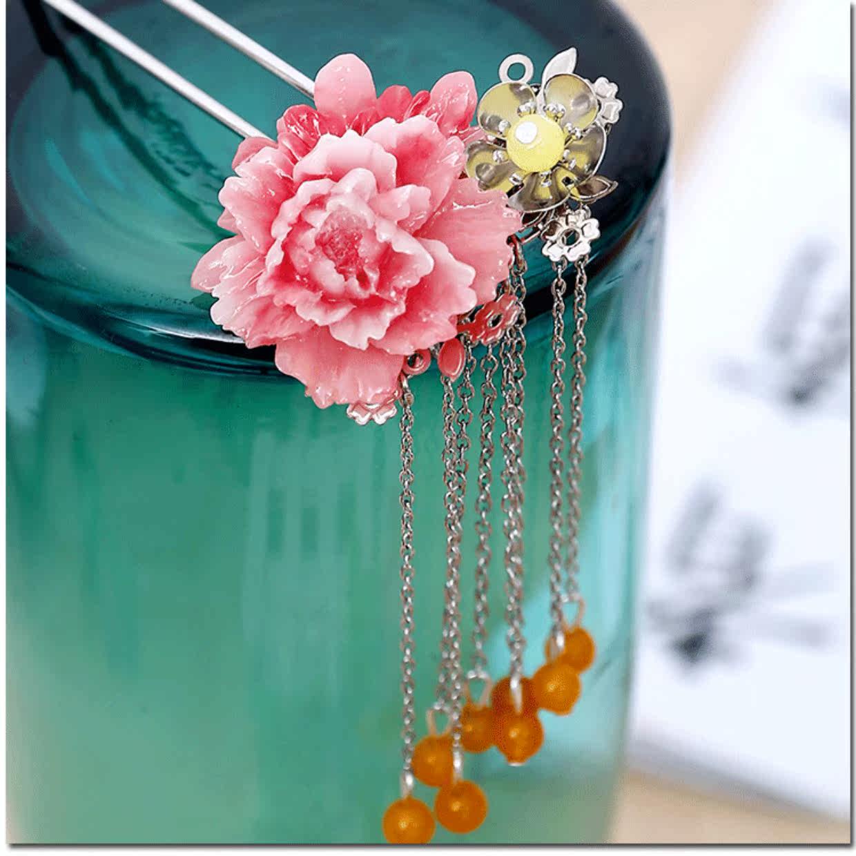 新品古风发饰簪子流苏步摇宫廷复古cos流苏发钗手工古装头饰q-004