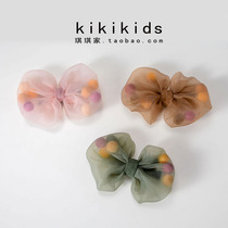 Korean high-end girls hair accessories Childrens headdress Princess mesh bow ball ball hairpin baby cute hairpin tide