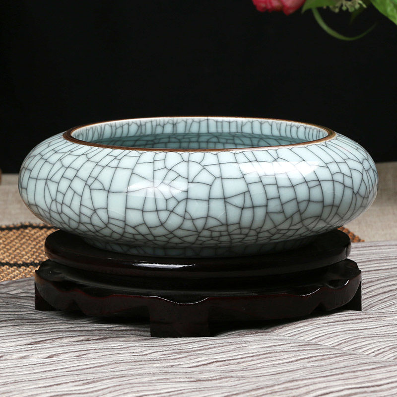 Jingdezhen ceramic writing brush washer crack glaze ceramic ashtray large tea wash to creative furnishing articles melon shell waste cylinder