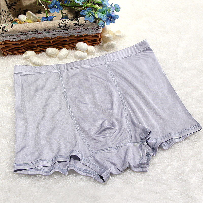 男士真丝内裤 桑蚕丝平角裤 真丝平脚裤 男真丝4角裤 双面加密_9折