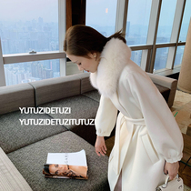 Fish rabbit Australian imported wool detachable fox fur collar double-sided wool coat woolen coat women winter