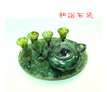 Qilian Jade Jiuquan Luminous Cup Dunhuang Luminous Cup Laokeng Cuiyu set Wine set Tea set Wine glass Tea cup jug