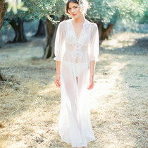 Holiday beach sunscreen loose white chiffon transparent bikini swimsuit jacket wedding dress gown