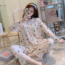 Light and breathable spring and autumn and summer pure cotton silk long-sleeved pajamas womens thin cotton cardigan large size summer air conditioning clothes