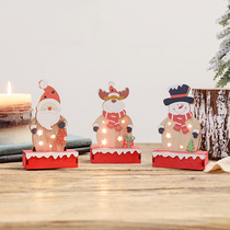 Christmas ornaments wooden ornaments Christmas elk snowman with lights scene arrangement Christmas trinkets