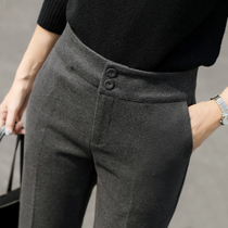 women's woolen pants autumn winter thickened fleece 2022 new ankle length cigarette tube pants high waist radish pants slim suit pants