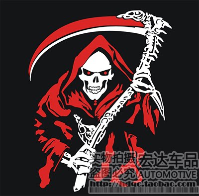 汽车贴纸 死神后挡风玻璃 骷髅头恶魔超酷/防远光大灯反光装饰贴
