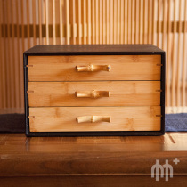 Chinese style bamboo tea cake storage box multi-layer drawer desktop storage box finishing box creative bamboo jewelry box