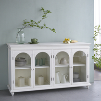 GZ042 American European style French country style white retro Glass Door Sideboard porch storage decoration cabinet