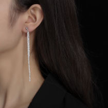 925 sterling silver starry tassel wire 2021 New Tide premium earrings long super fairy Net red earrings