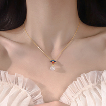 925 sterling silver necklace Chinese style auspicious clouds white chalcedony light luxury niche design sense choker 2021 new female