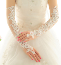 Bride wedding gloves long summer wedding sunscreen wedding dress gloves lace gloves extended White